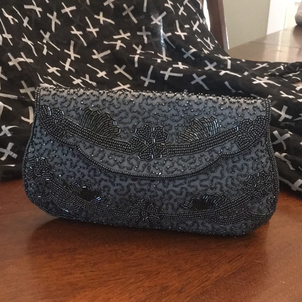 Vintage Sharonee beaded clutch. 1950’s.  Blue